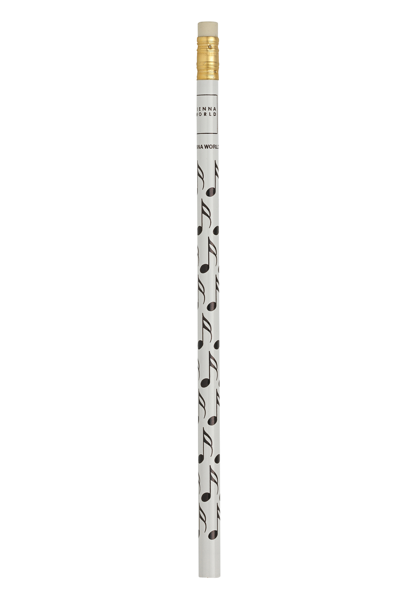 Pencil with music note design, white