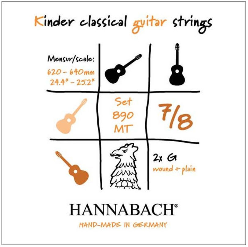 Hannabach Kindergitarrensaitensatz 7/8, 62-64 cm