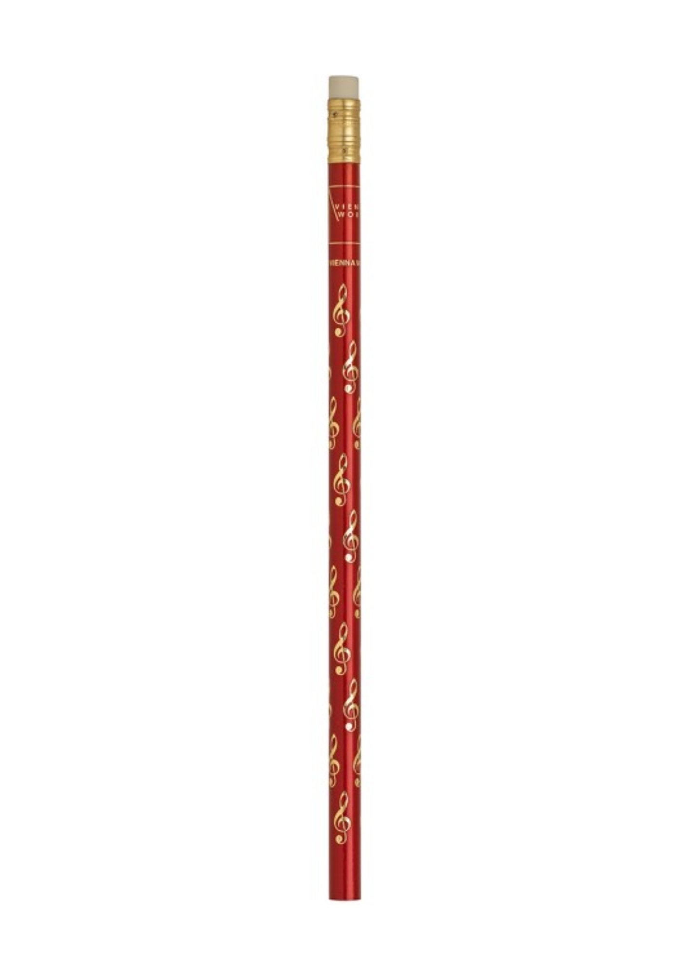 Pencil with treble clef design, red