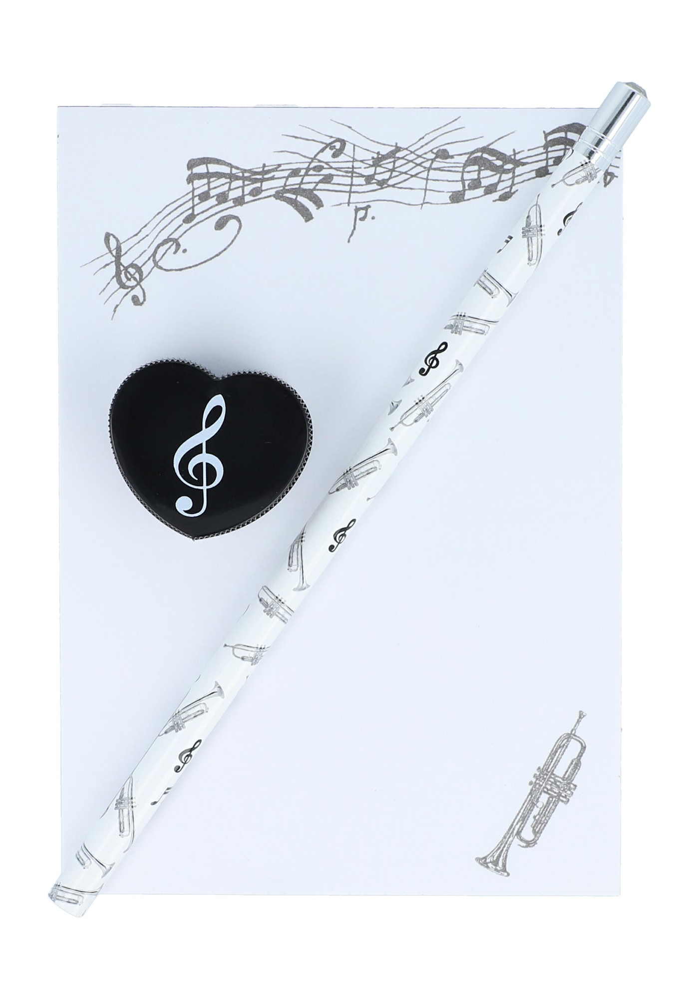 Writing set trumpet - pencil, sharpener, A-6 pad