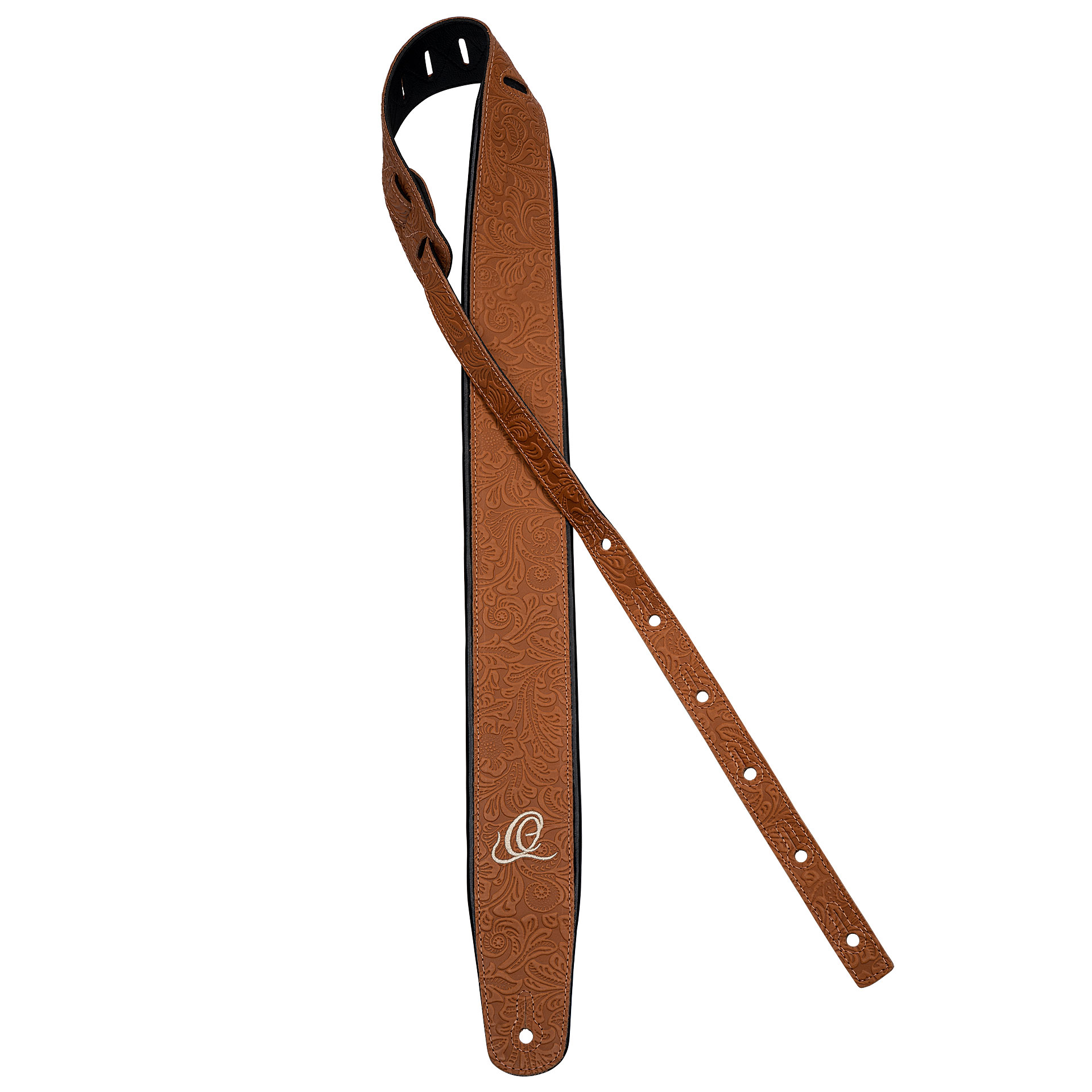 Ortega Genuine Leather Guitar Strap in Byzantine Bourbon 