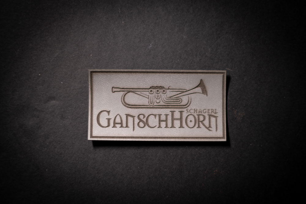 Schagerl Gansch horn patch imitation leather, grey