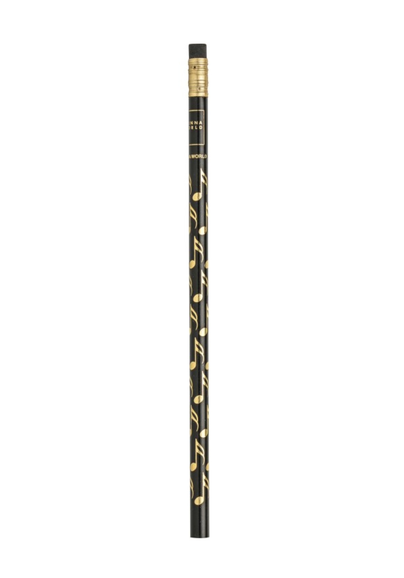 Pencil with musical notes design, black/gold