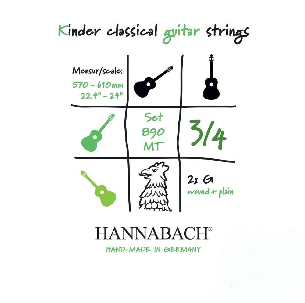 Hannabach Kindergitarrensaitensatz 3/4, 57-61 cm