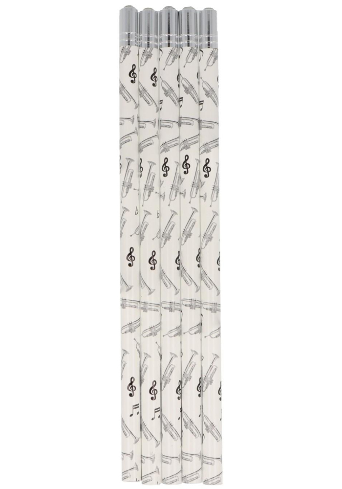Trumpet pencil with decorative stone, white