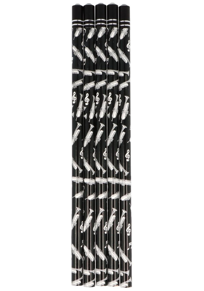 Trumpet pencil with decorative stone, black
