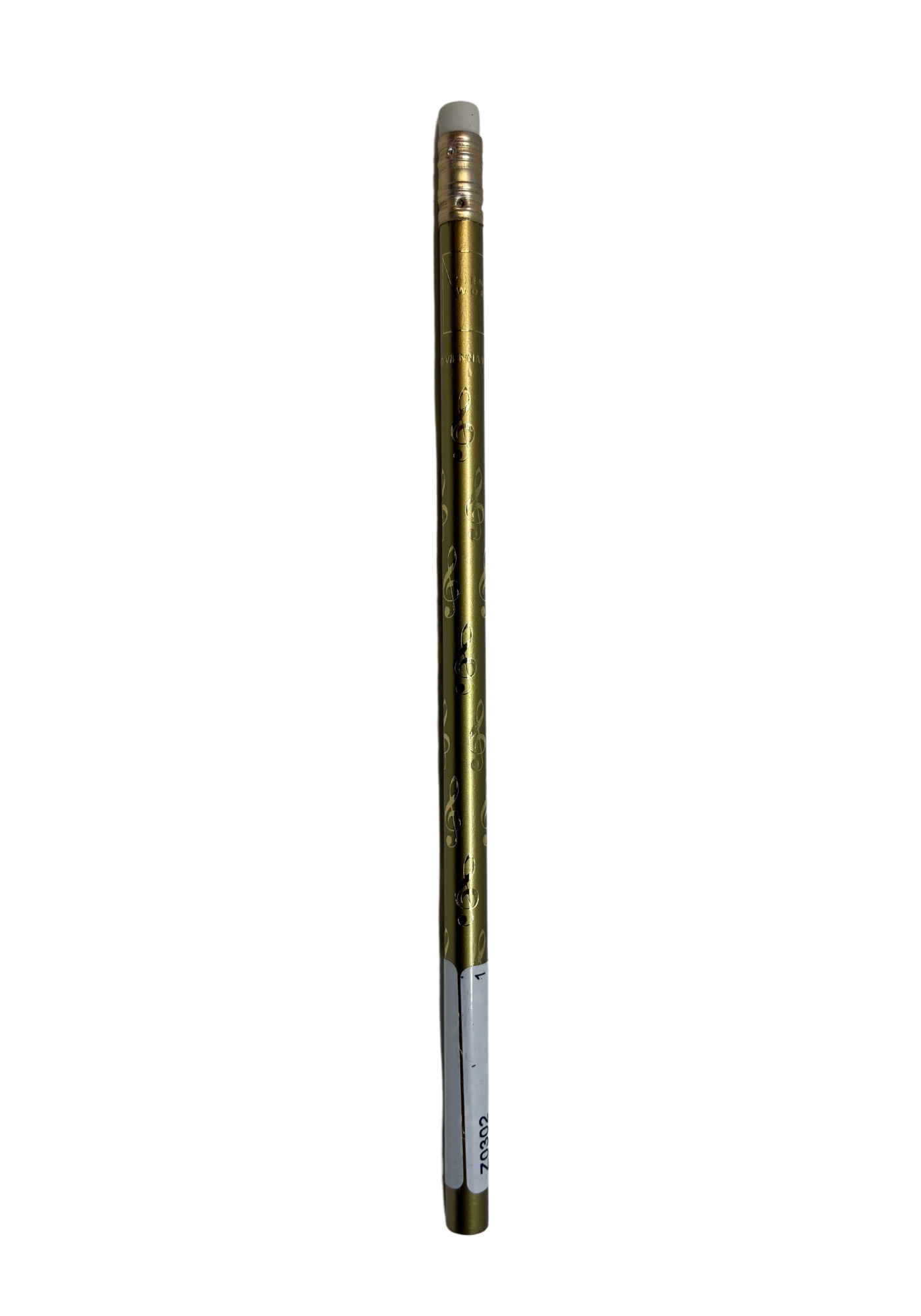 Pencil with treble clef design, gold
